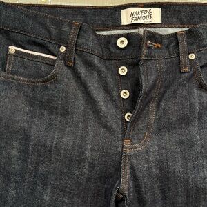 New Naked & Famous Denim Dark Indigo Jeans, 33x34